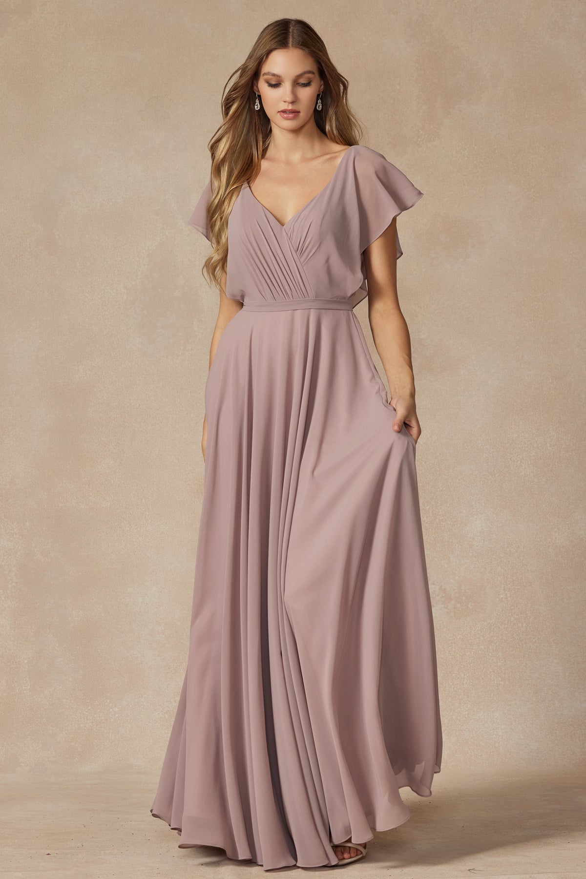 Chiffon Open-Back Bridesmaid Dress