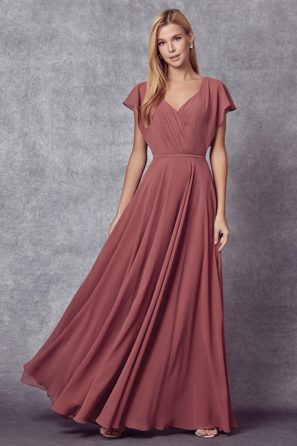 Chiffon Open-Back Bridesmaid Dress