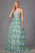 Beaded Tulle Corset Prom Gown