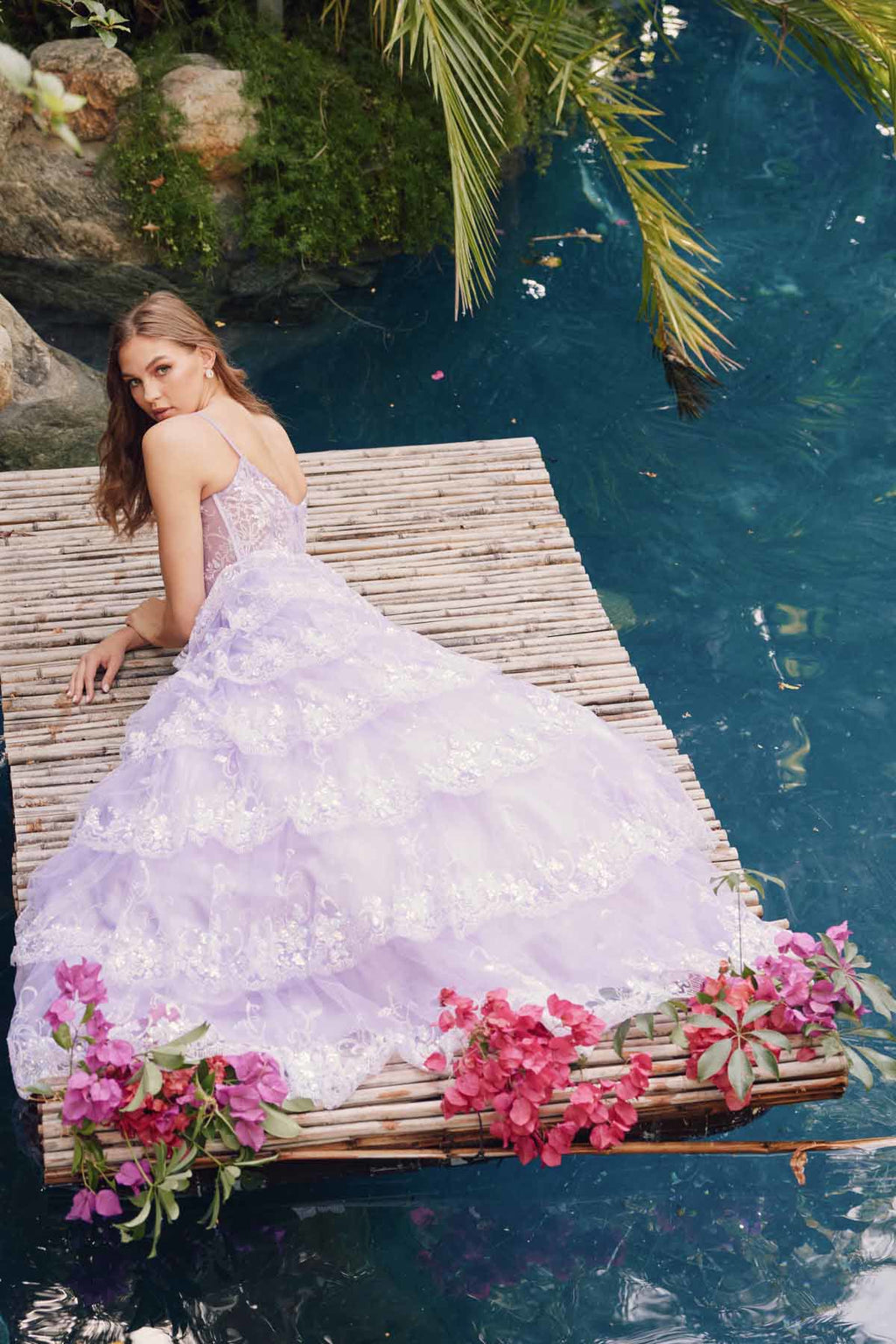 Beaded Tulle Corset Prom Gown