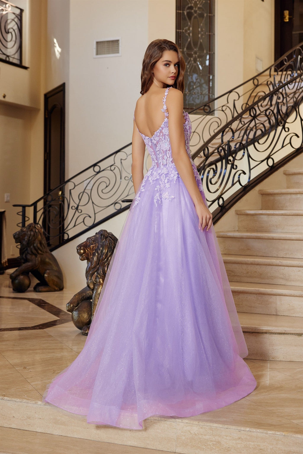 Velvet Illusion Neck Gown