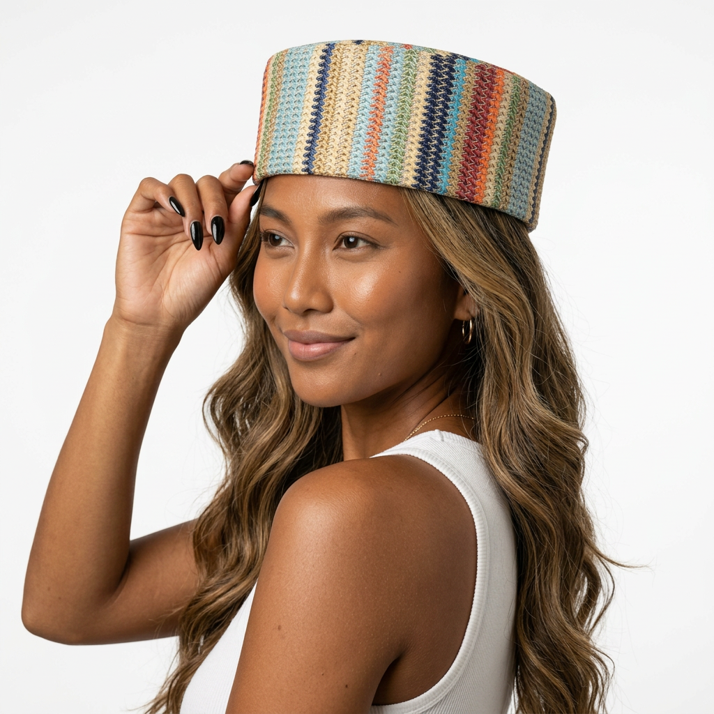 Striped Cotton Boho Beret