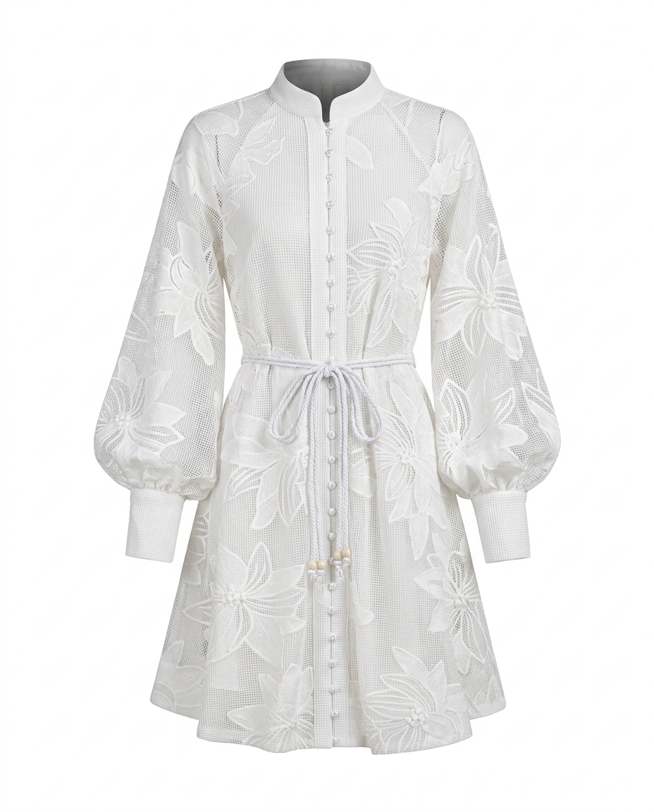 Floral Hollow A-Line Dress