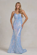 Sequin Open-Back Mermaid Gown