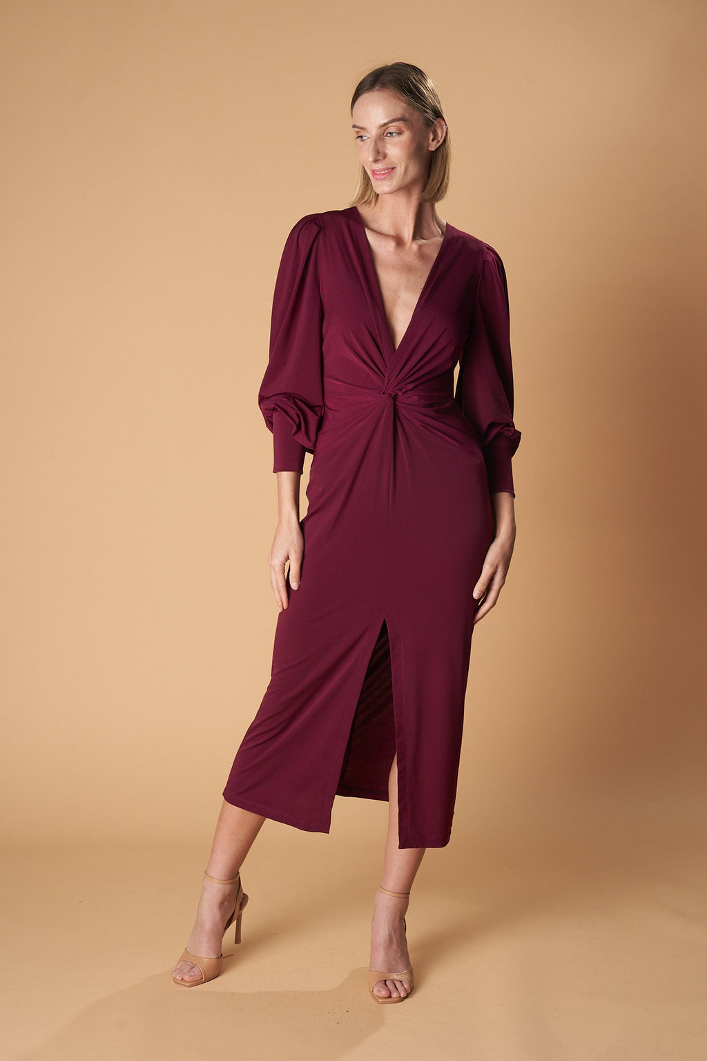MINSK Draped Knit Midi Dress