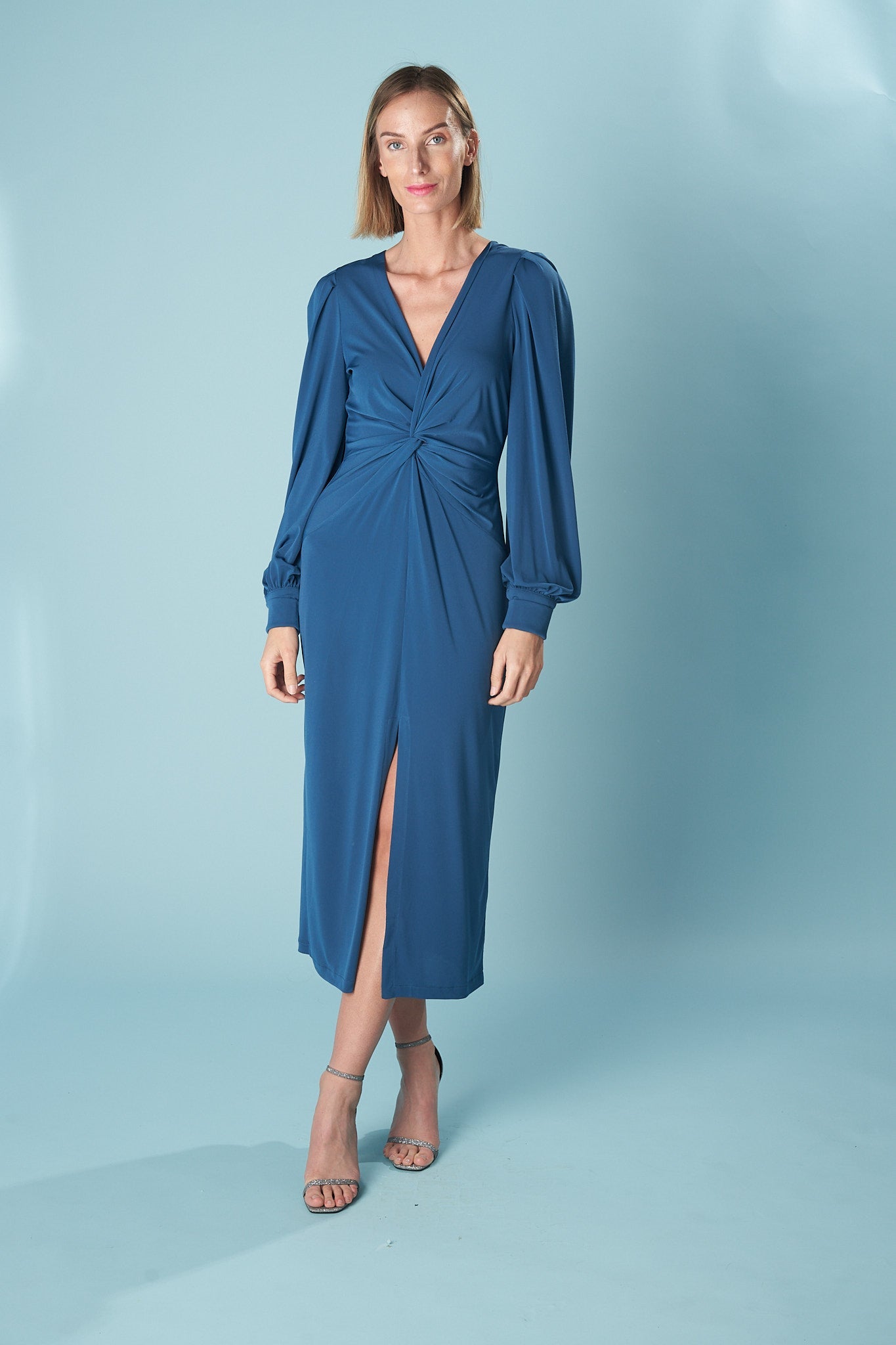 MINSK Draped Knit Midi Dress