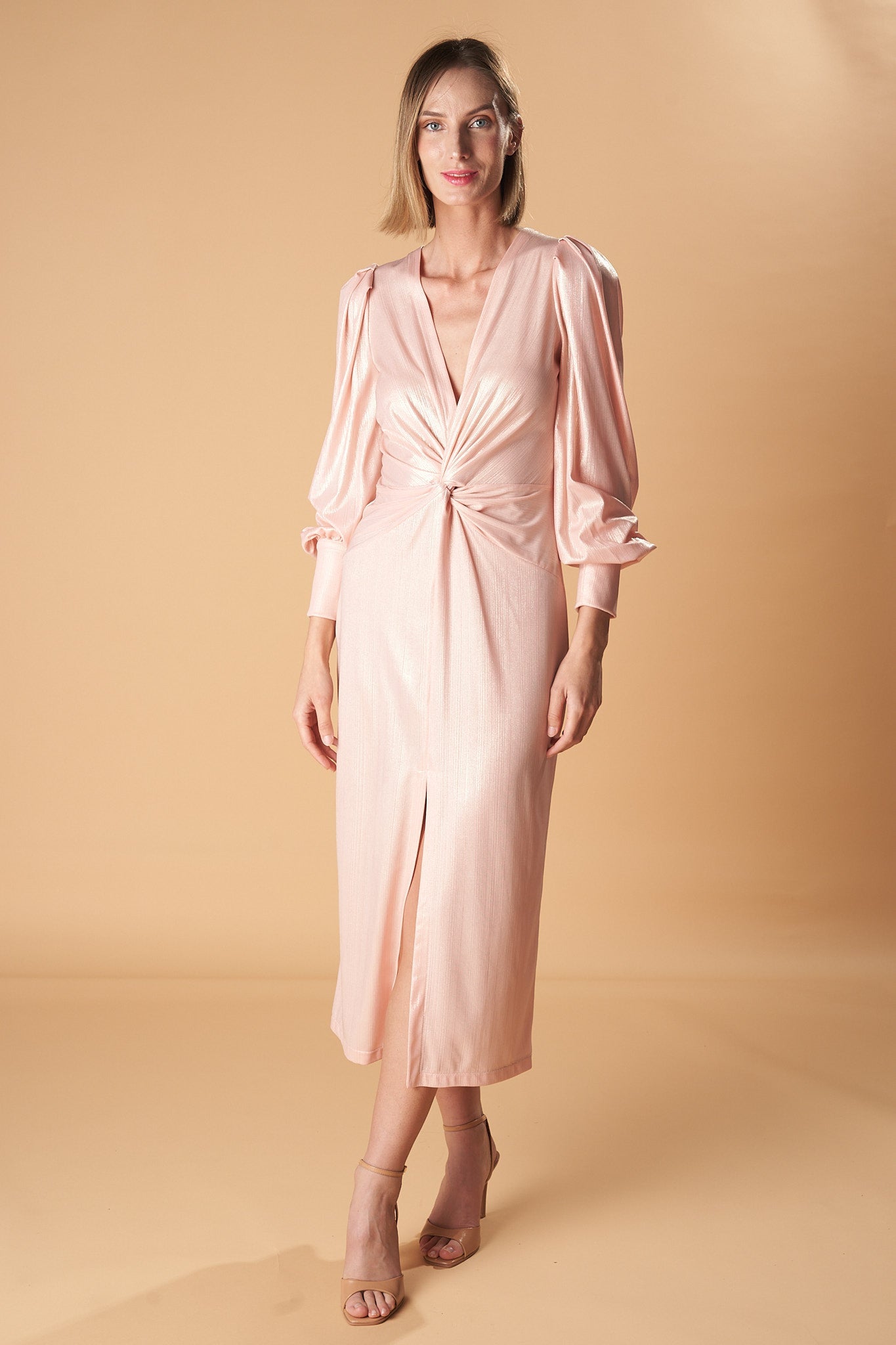 MINSK Draped Knit Midi Dress