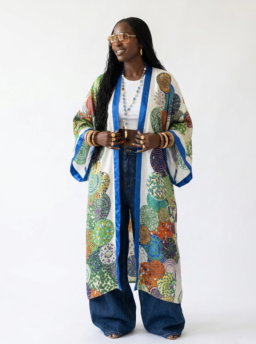 Silk Feel Boho Beach Kaftan