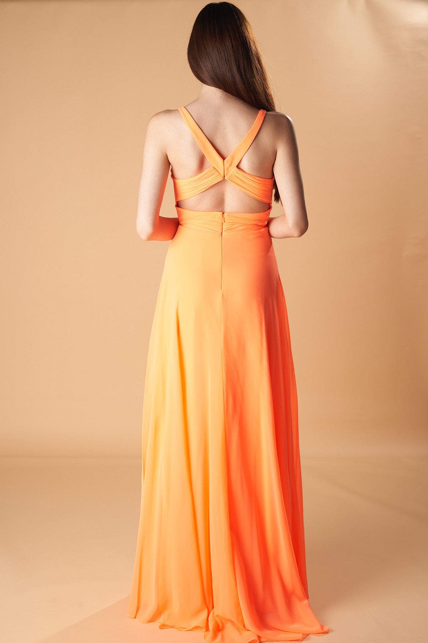Asymmetric Chiffon Maxi Dress