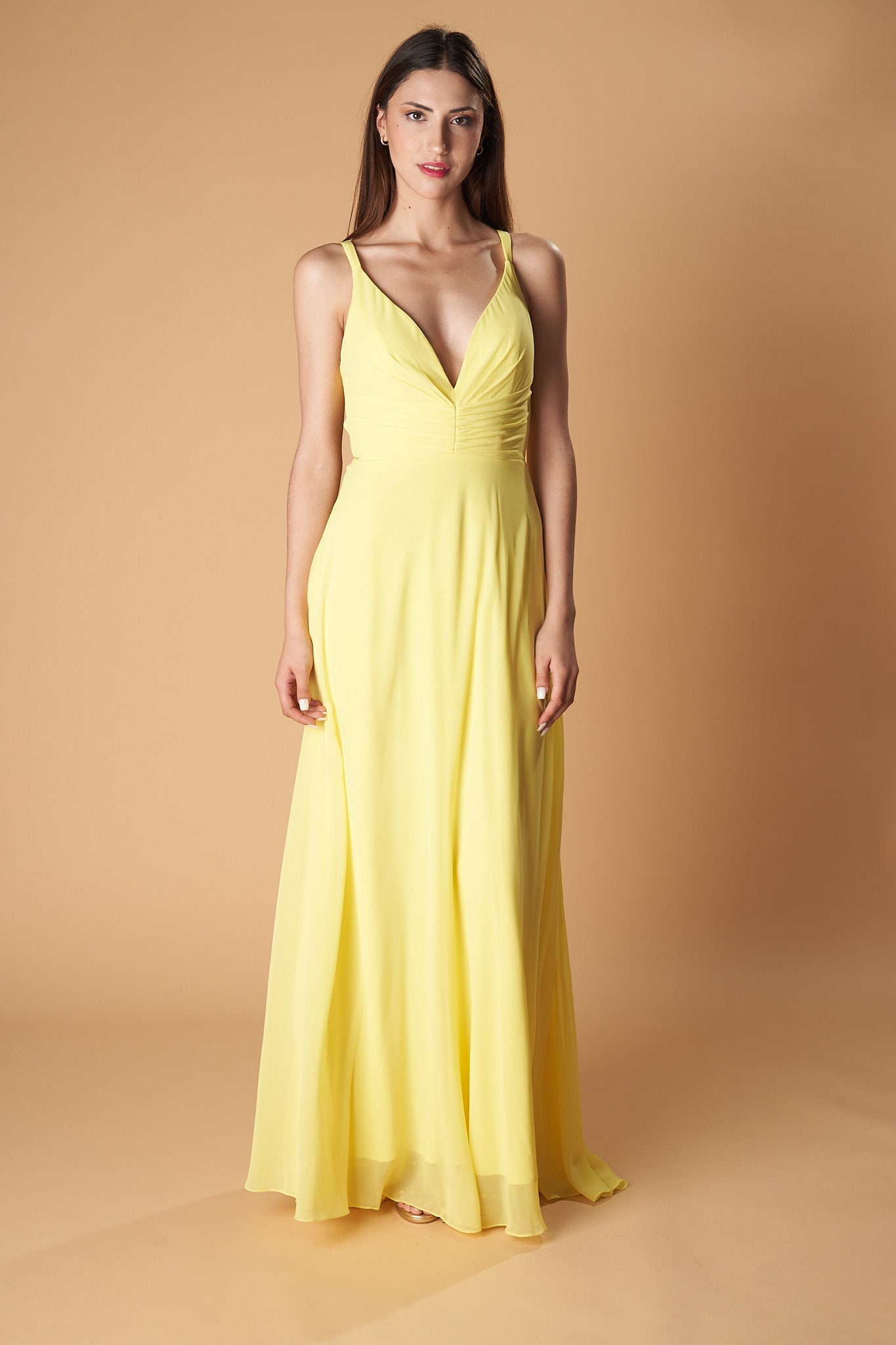 Asymmetric Chiffon Maxi Dress