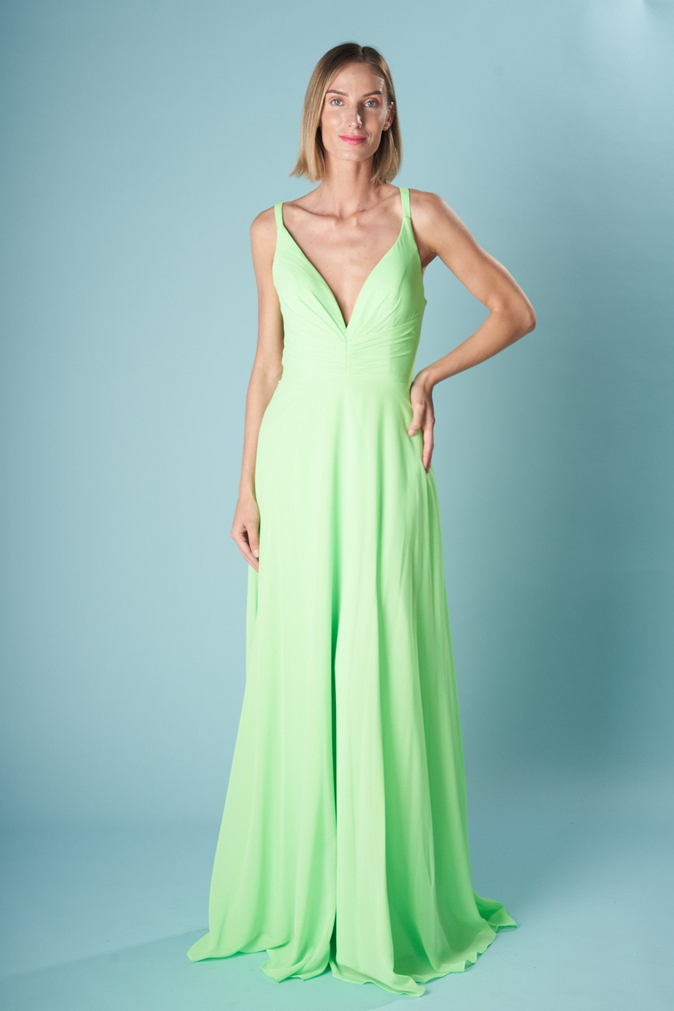 Asymmetric Chiffon Maxi Dress