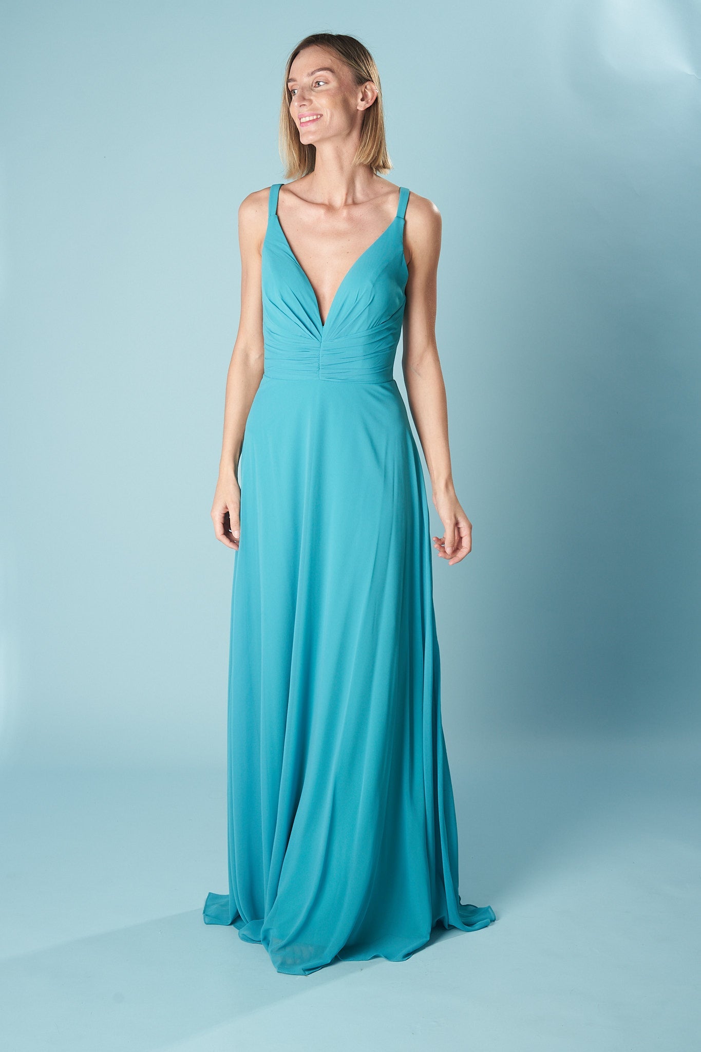 Asymmetric Chiffon Maxi Dress
