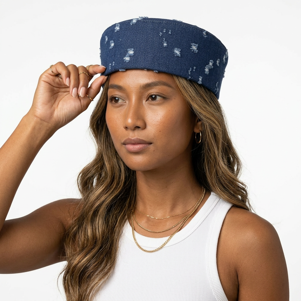 Striped Cotton Boho Beret