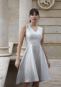 Silver Jacquard Party Dress