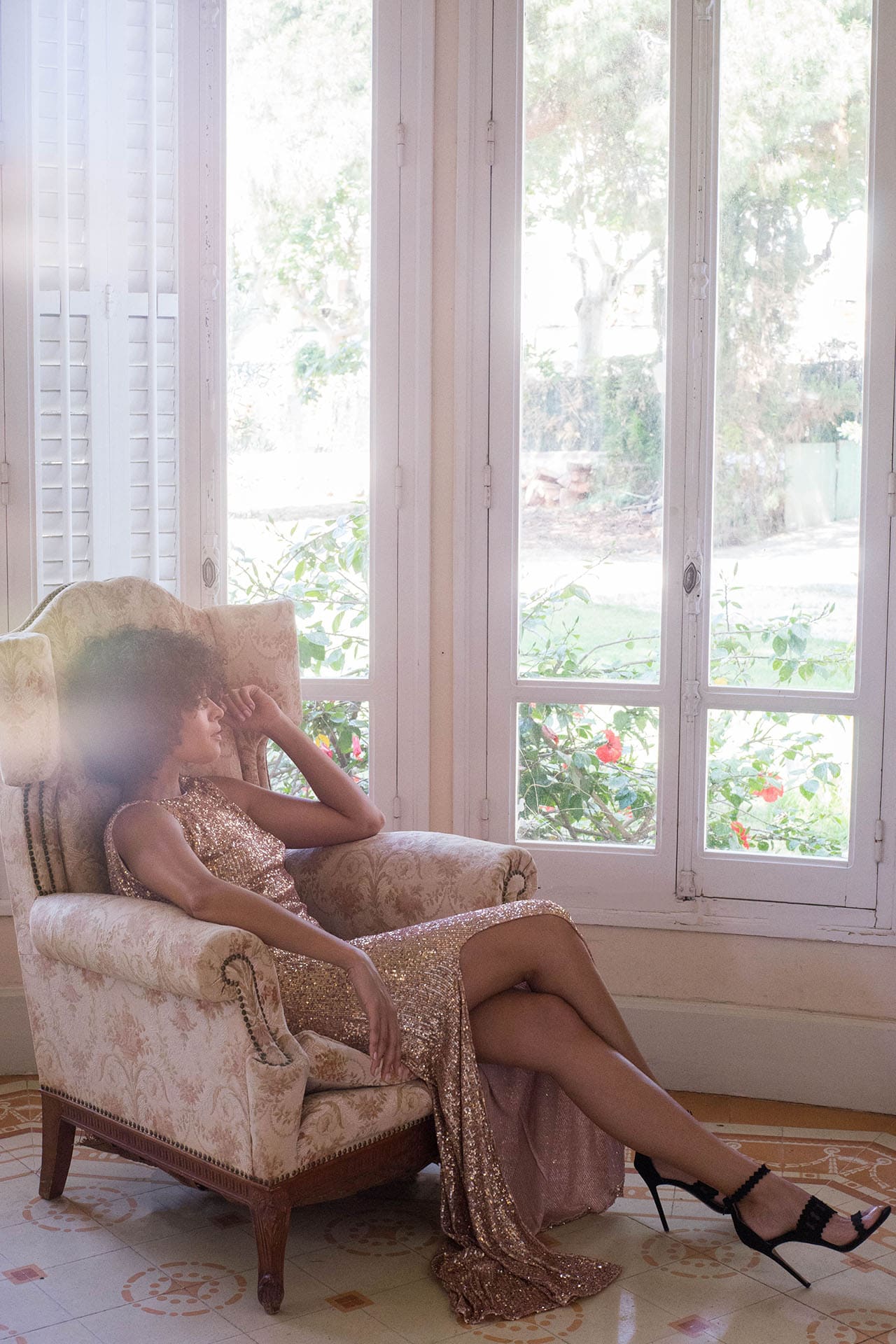 Sequin Drape Maxi Dress