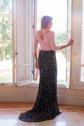 Black Polyester Midi Skirt