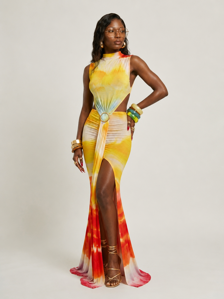 Printed Bodycon Maxi Dress