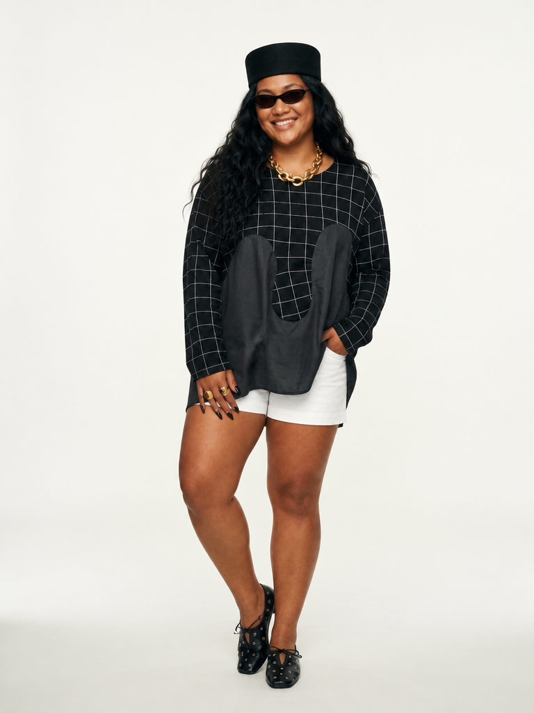 Plaid Patchwork Cotton Tee