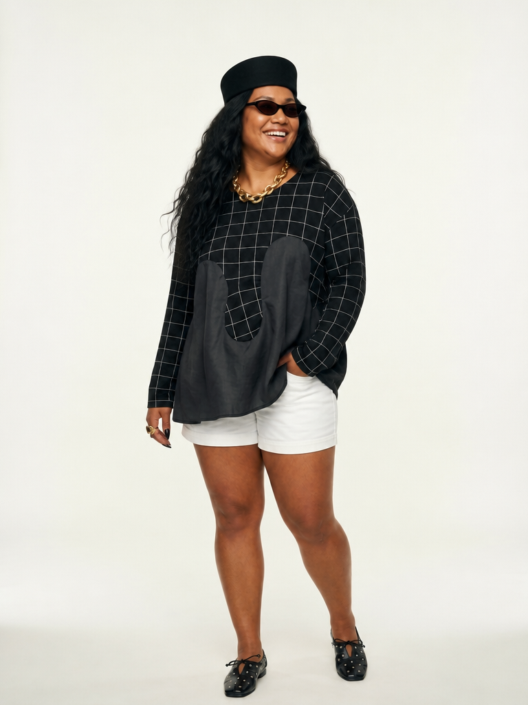 Plaid Patchwork Cotton Tee