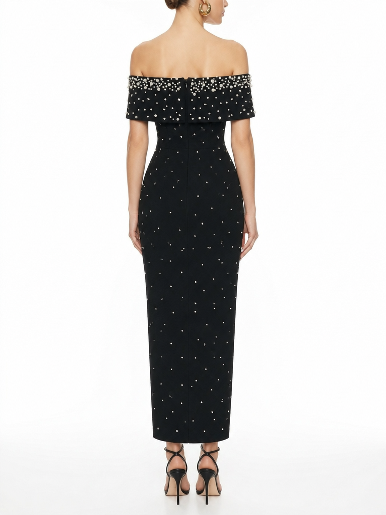 Pearl Off-Shoulder Bandage Dress
