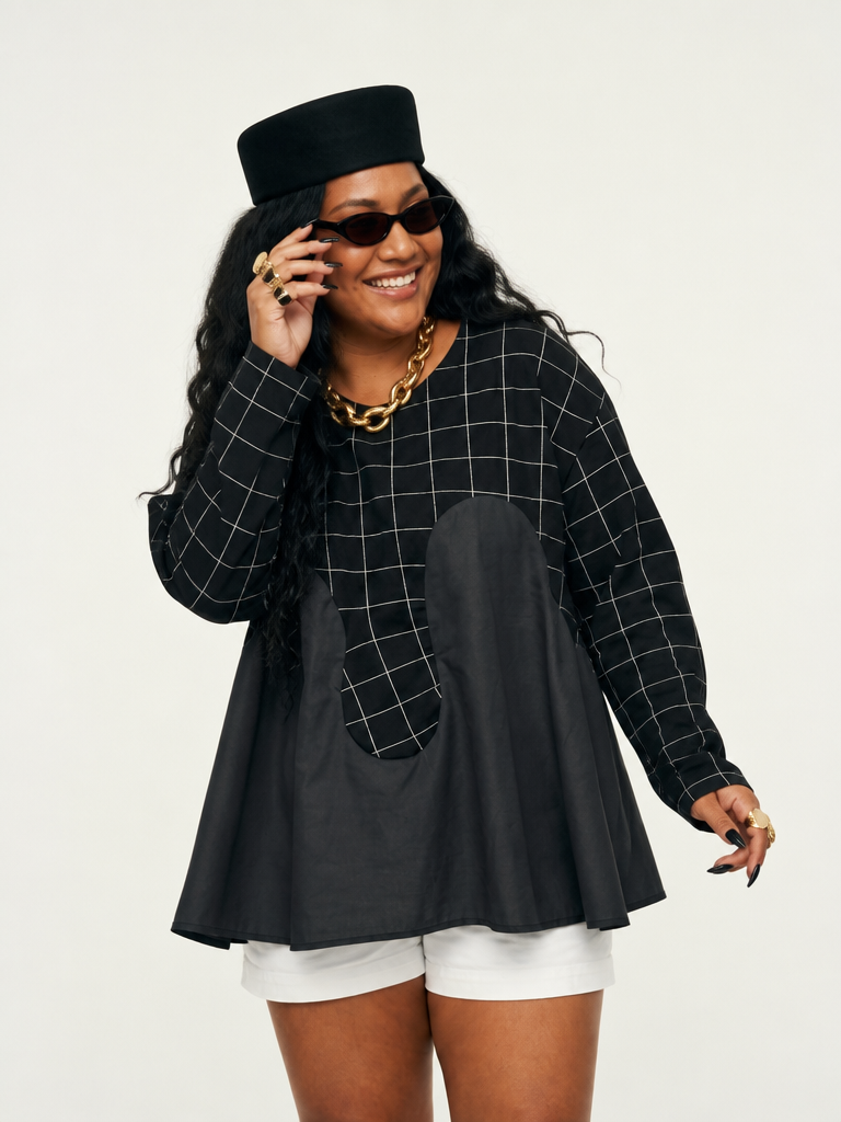 Plaid Patchwork Cotton Tee