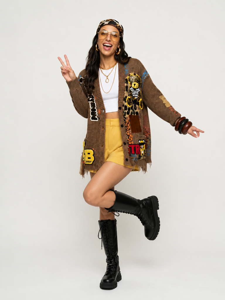Patchwork Acrylic Cardigan