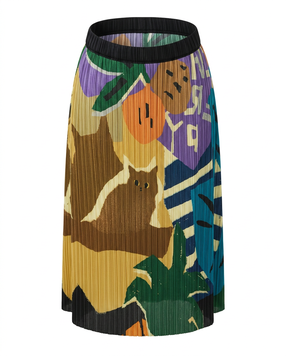 Pleated Silk Blend Maxi Skirt