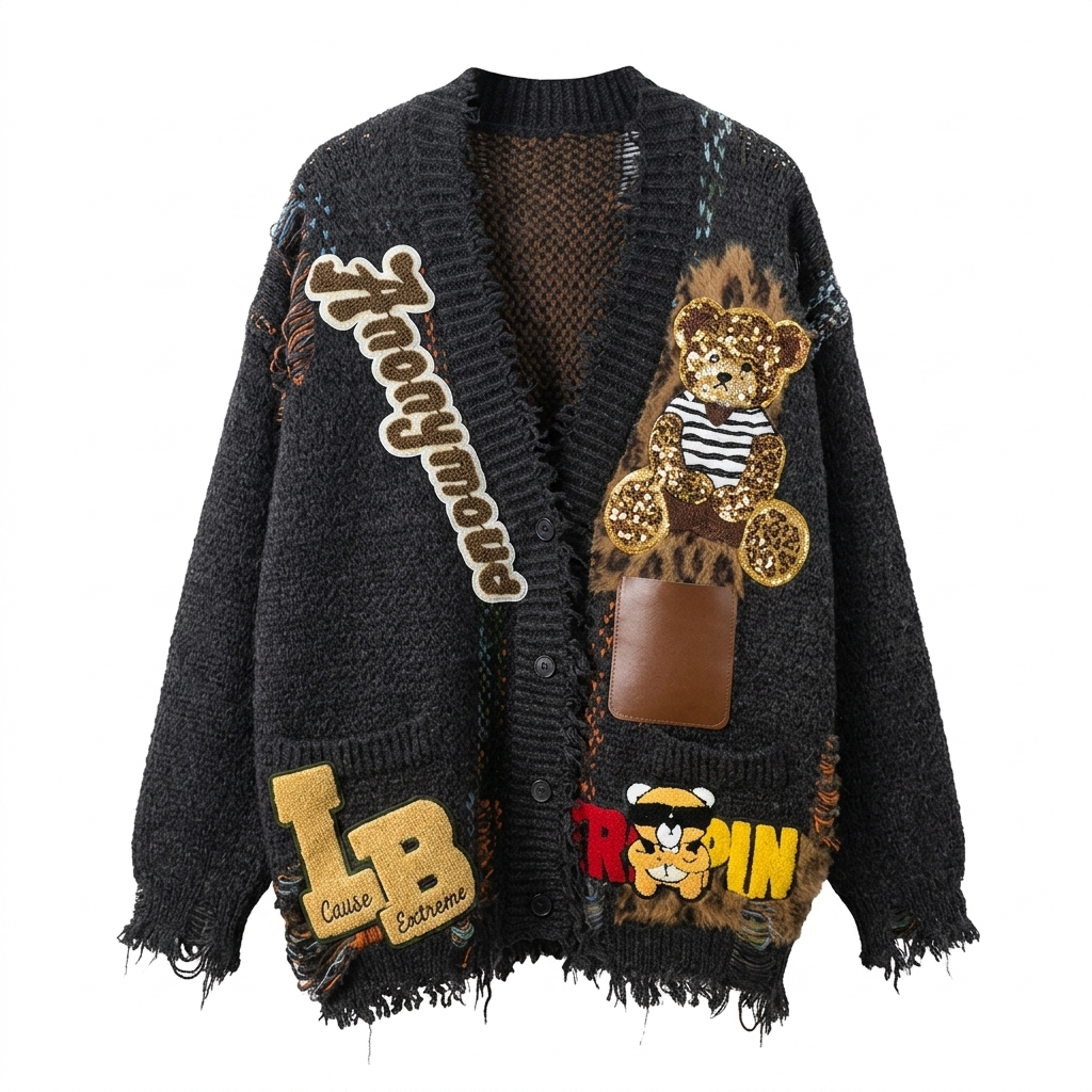 Patchwork Acrylic Cardigan