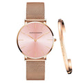 Pink Mesh Quartz Watch Set