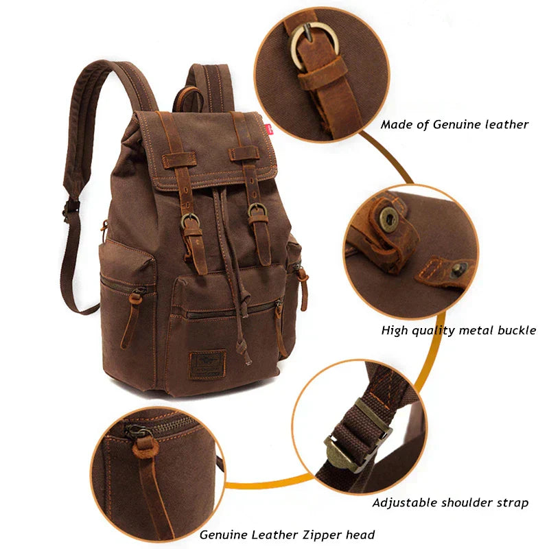 Vintage Canvas Leather Backpack
