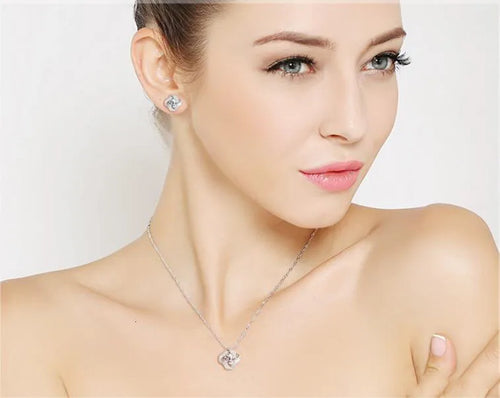 925 Silver Clover Zircon Necklace