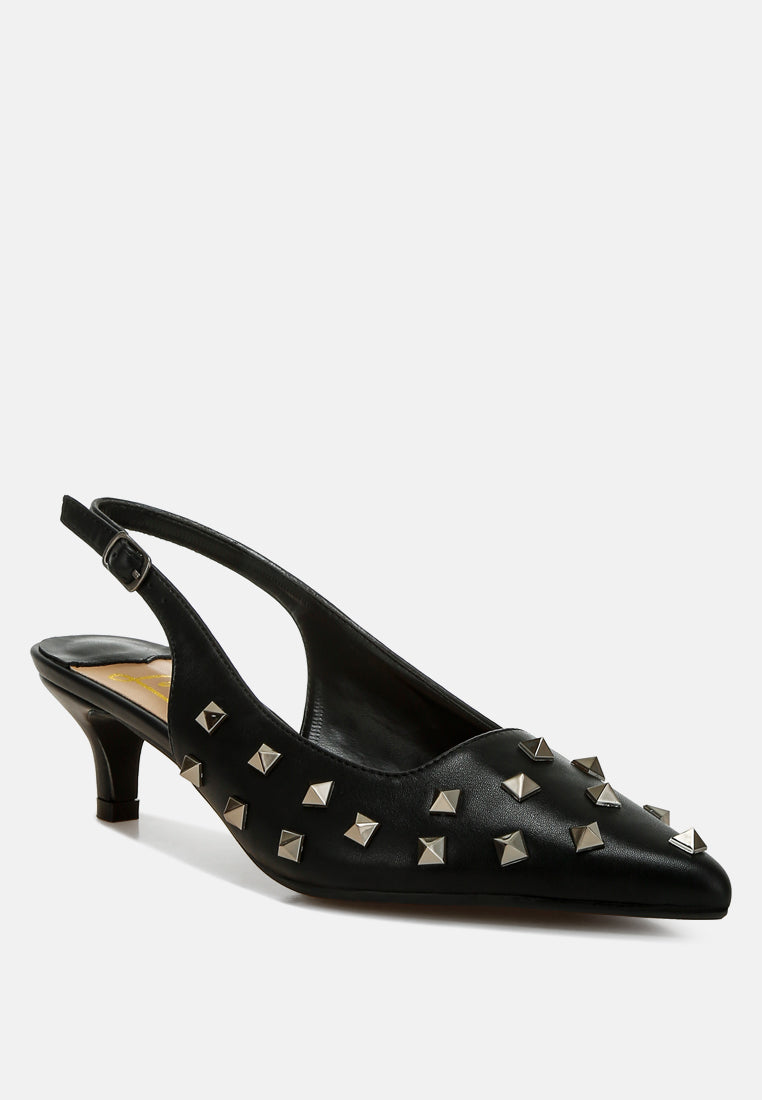 Hegron Stud-Embellished Kitten Heels