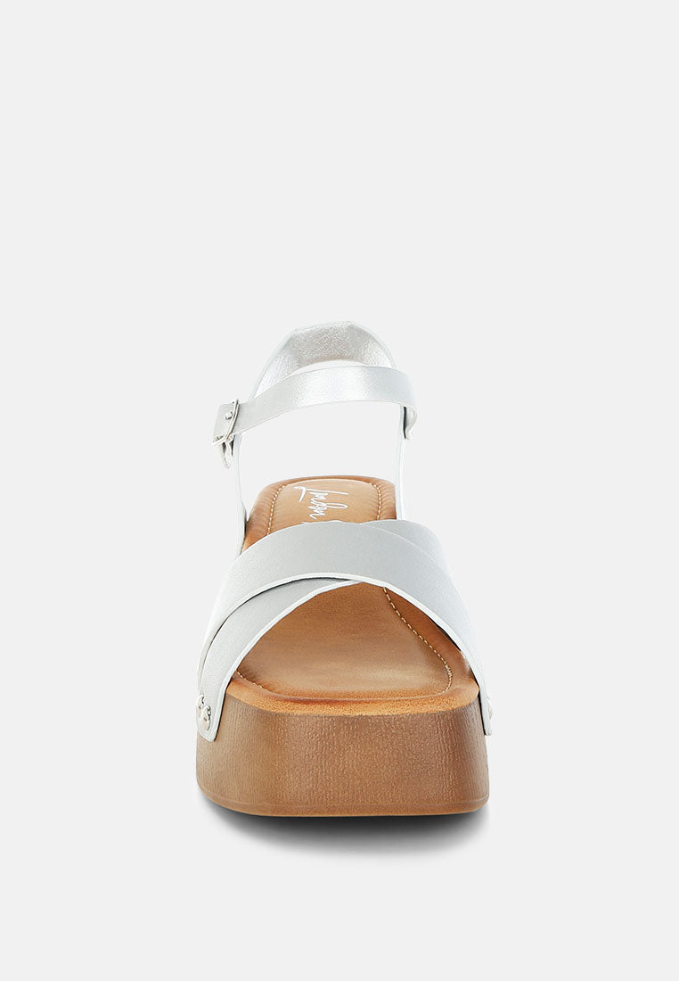 Morasa Metallic Pleather Clog Sandals