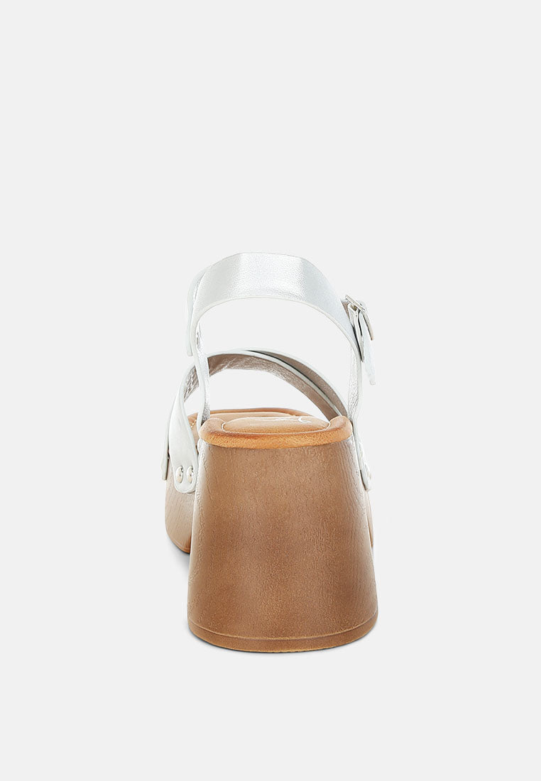 Morasa Metallic Pleather Clog Sandals