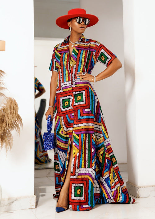 Ankara Beaded Kaftan Dress