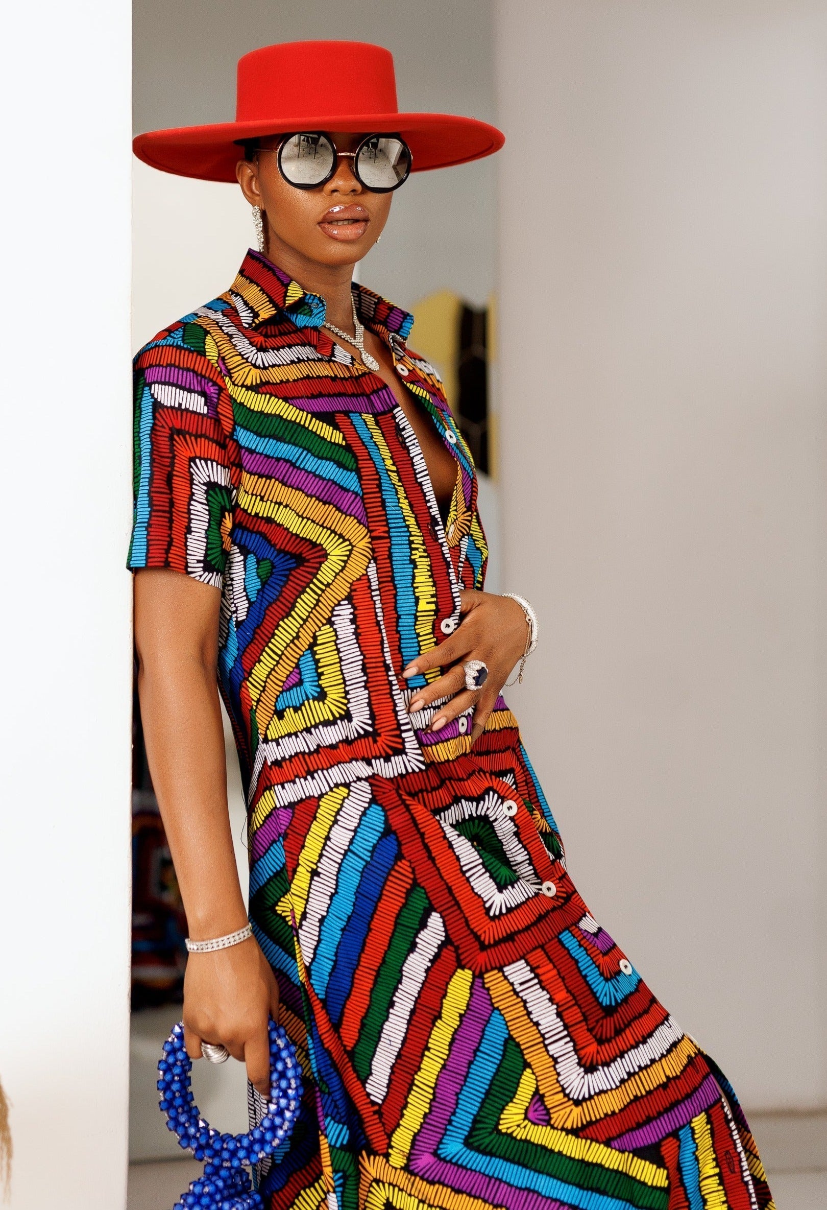 Ankara Beaded Kaftan Dress