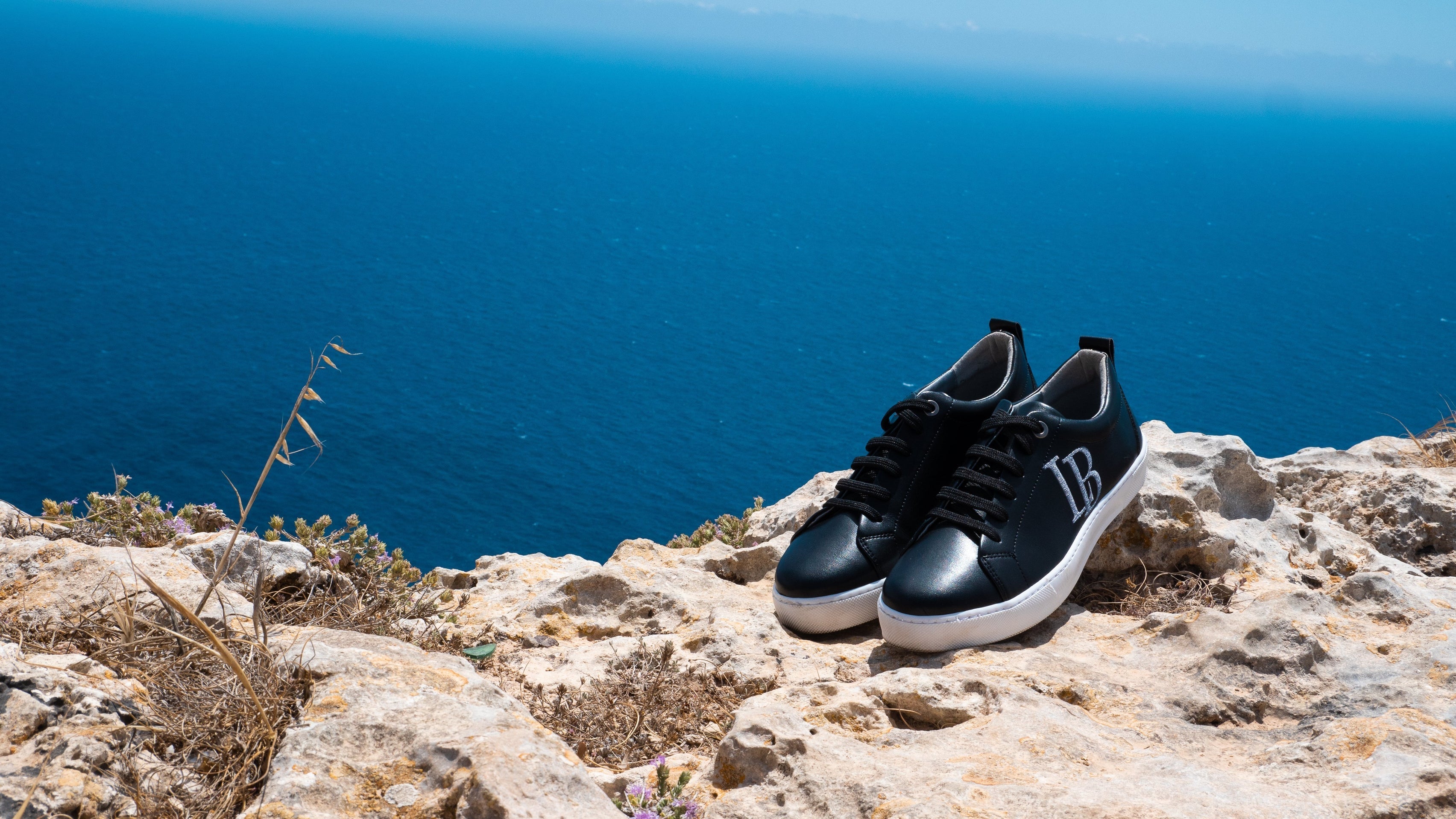 LB Black Apple Leather Sneakers Men