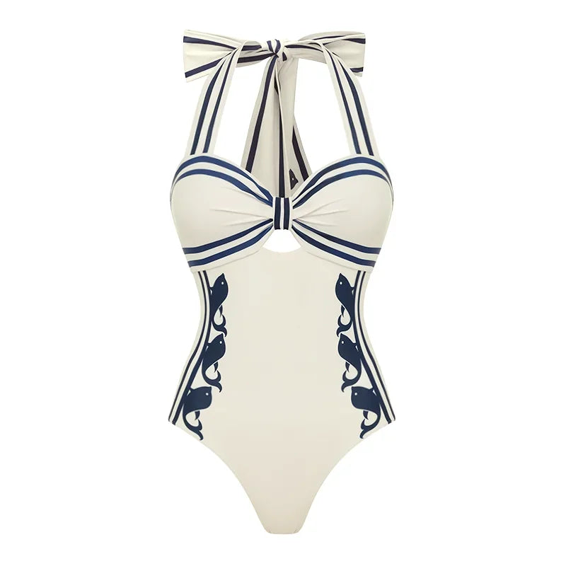 Striped Ruffle Bikini Set