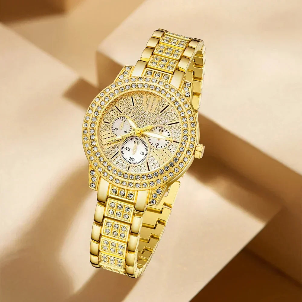 Gold Quartz Watch Gift Set