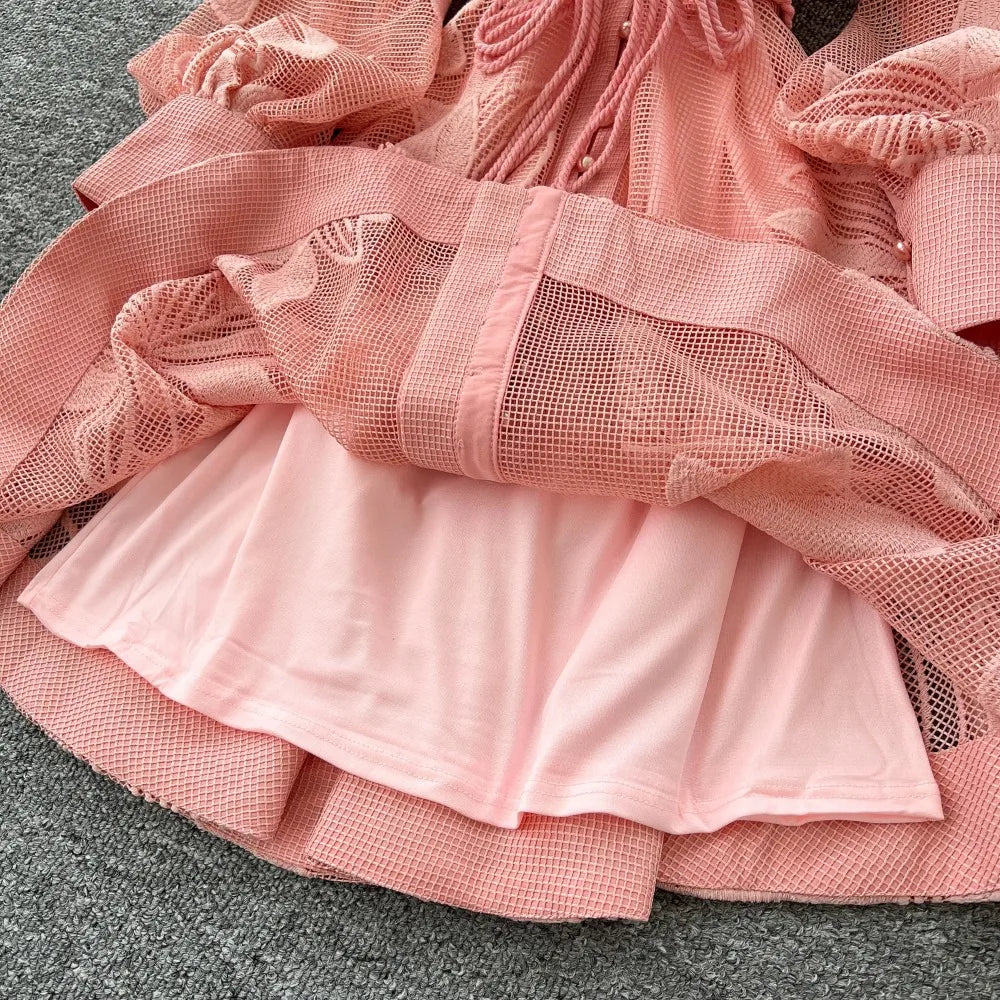 Floral Hollow A-Line Dress