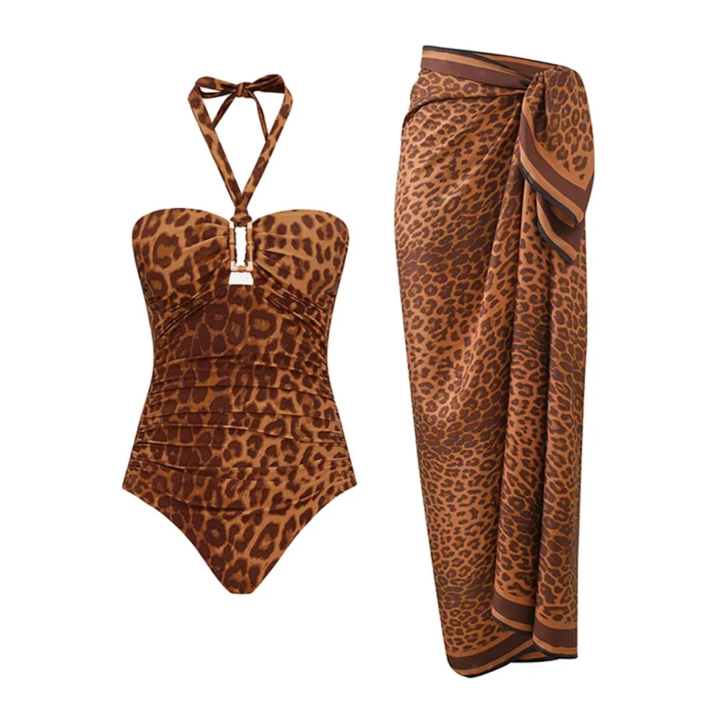 Leopard Ruched One-Piece