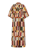 Plaid Linen Blend Maxi Dress
