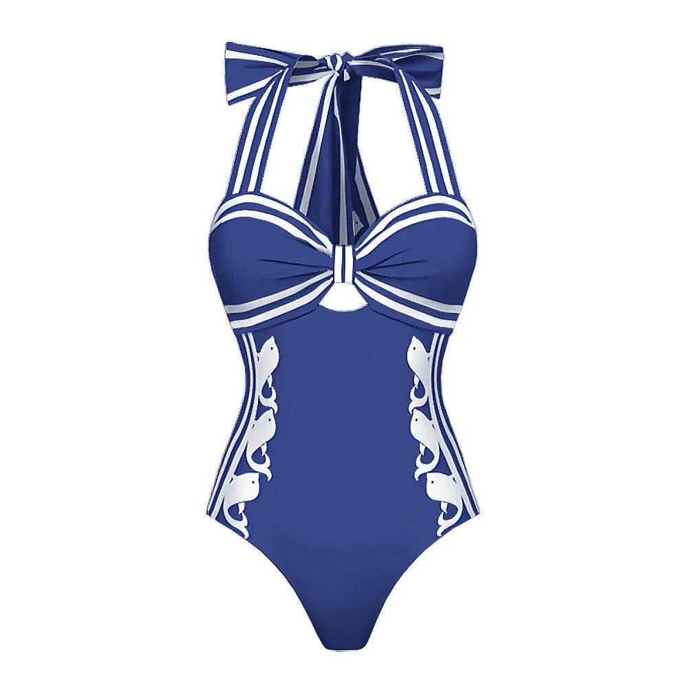 Striped Ruffle Bikini Set
