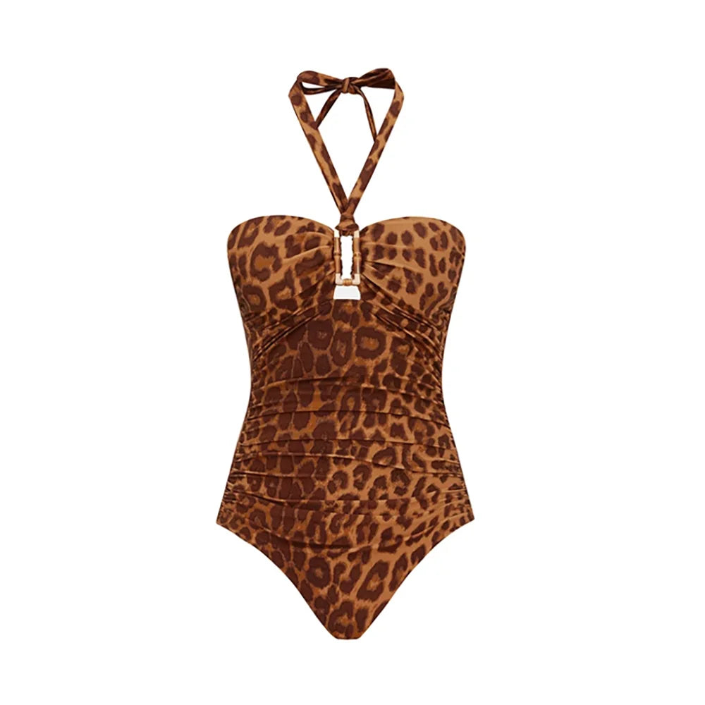 Leopard Ruched One-Piece