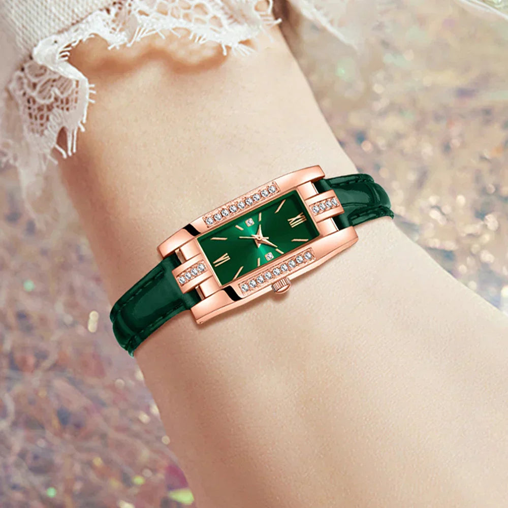 Green Quartz Watch Gift Set