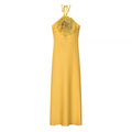 Gold Halter Floral Maxi Dress