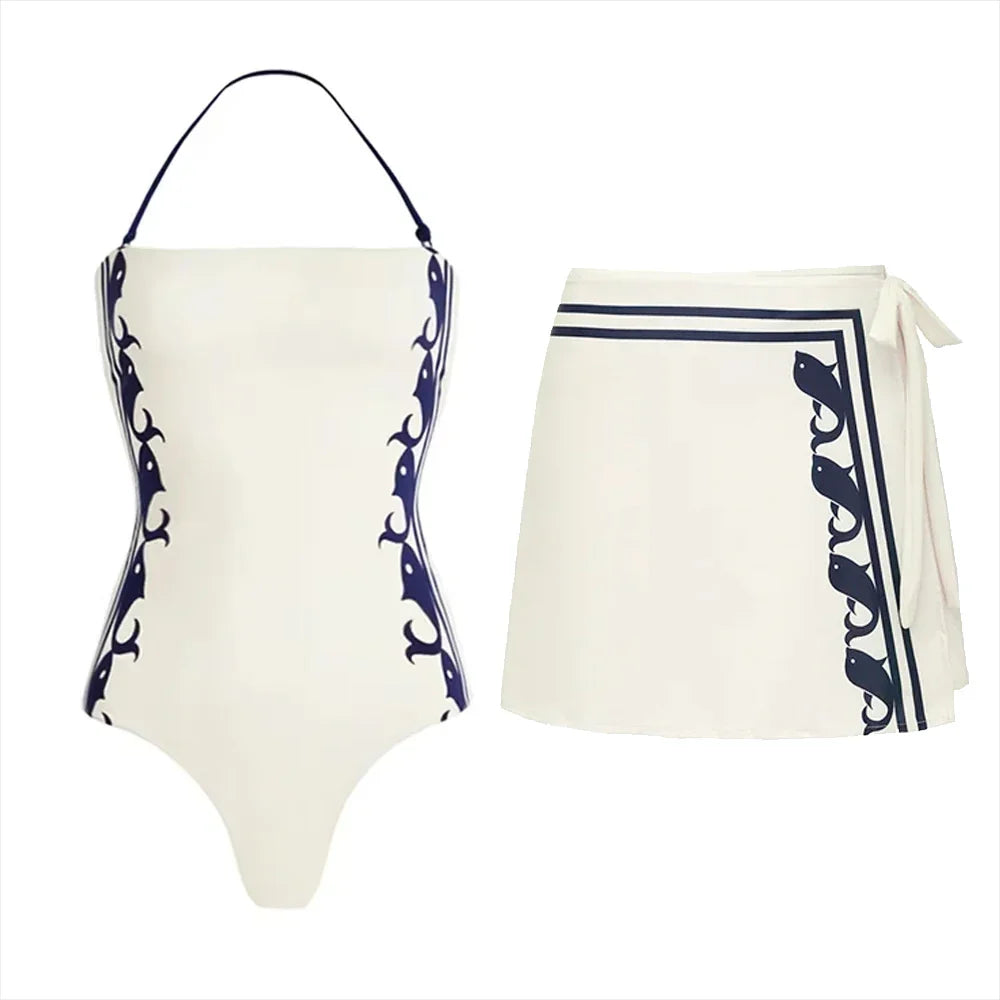 Striped Ruffle Bikini Set