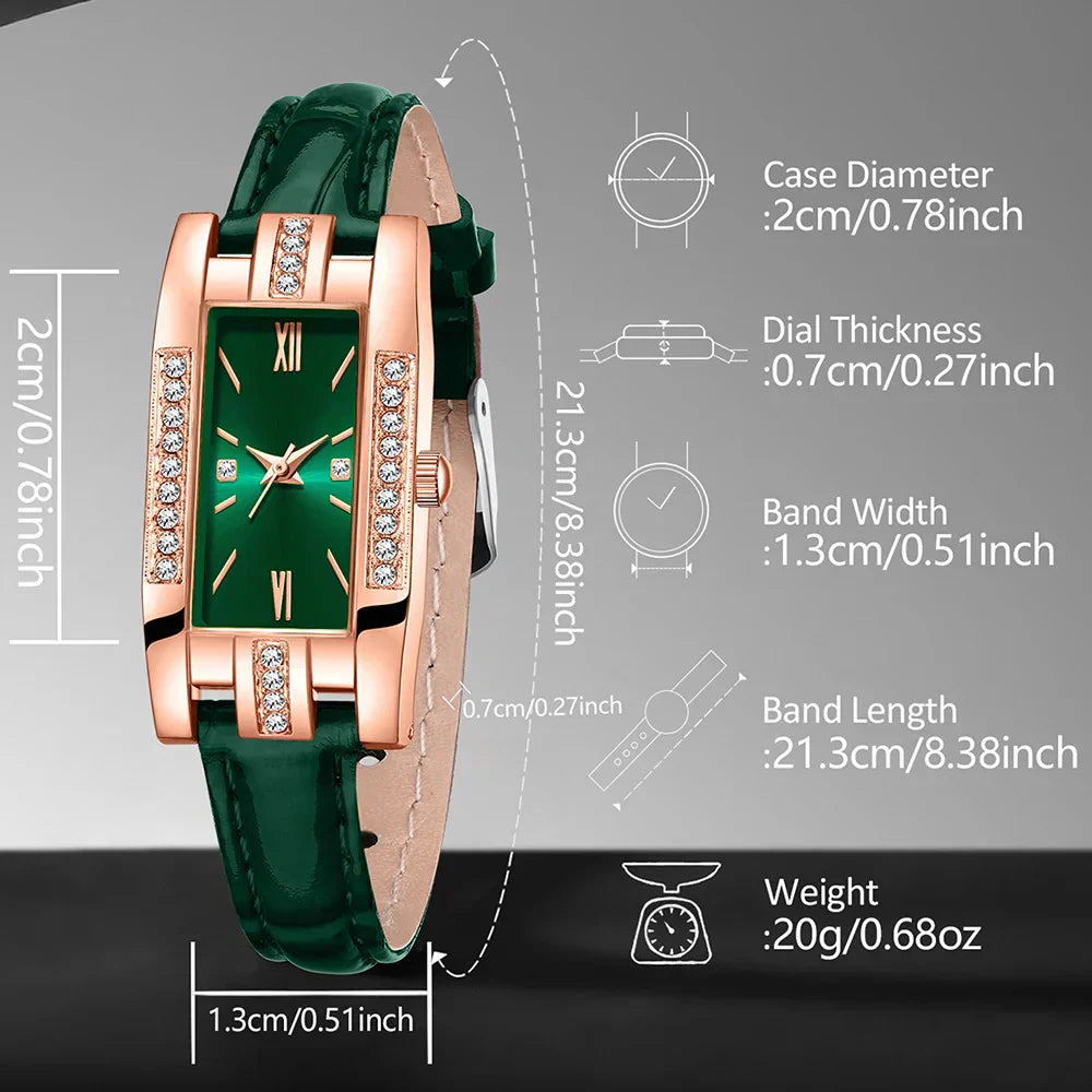 Green Quartz Watch Gift Set