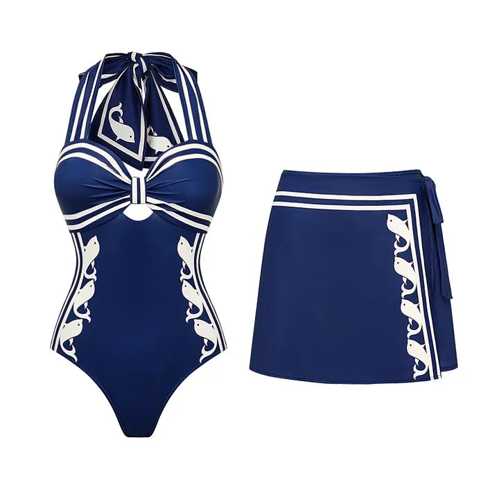 Striped Ruffle Bikini Set