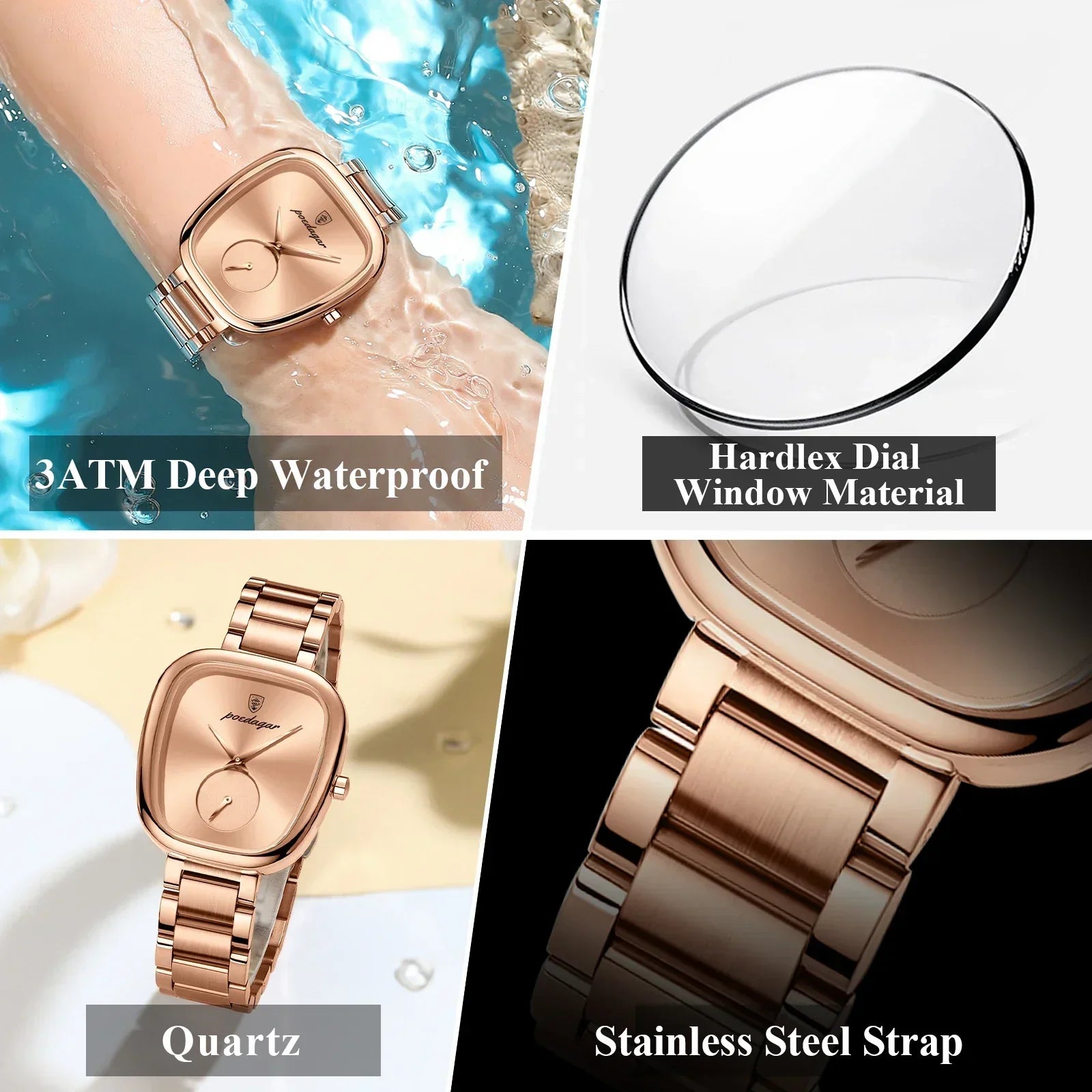 Rose Gold Waterproof Watch